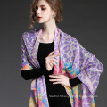 Mme Purple Leopard Print Soie Georgette Long Scarf Shawl